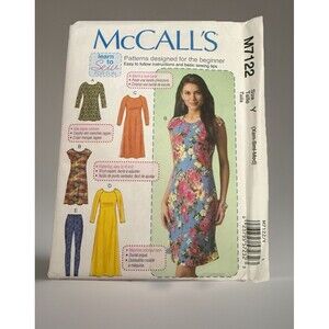 McCall's Pattern M7122 Dresses-Tunic-Leggings Misses Size Y:Xsm-Sml-Med NewUncut